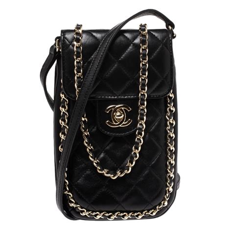 chanel black phone bag|chanel crossbody phone bag.